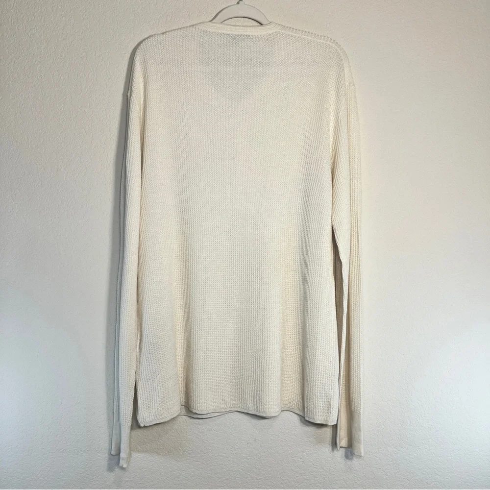 John Varvatos Men's Ivory Cream Silk Cashmere Waffle Knit Pullover Henley SZ XXL